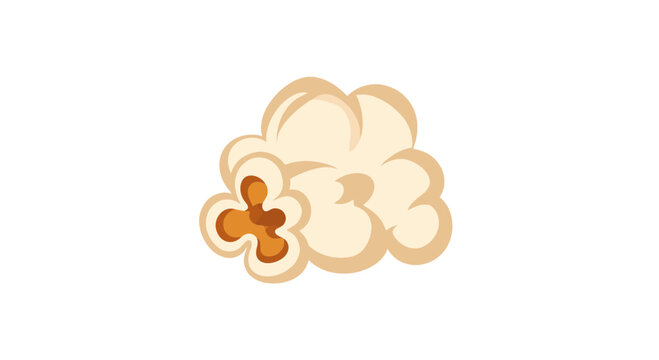 Single fluffy popcorn kernel on white background