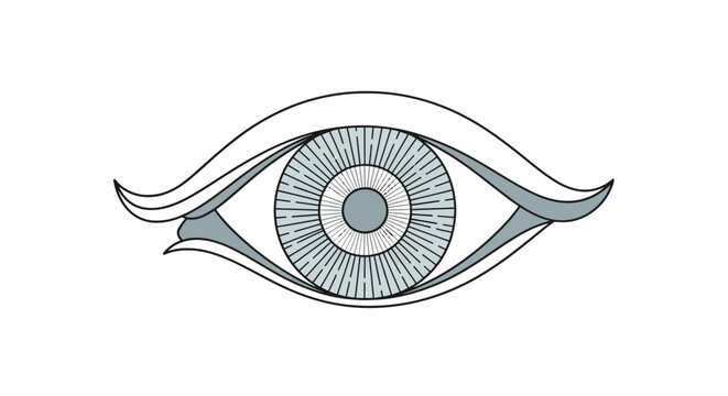 Geometric human eye illustration in minimalist linear style.