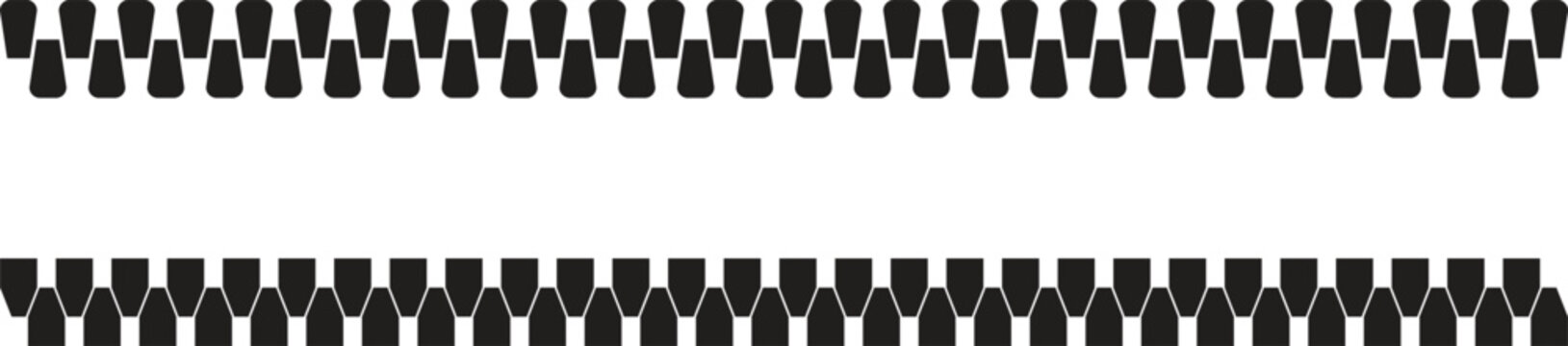Zipper pattern vector set. Zipper teeth elements set. 