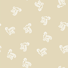 Fototapeta premium flying dove line seamless pattern flying dove thin line illustration