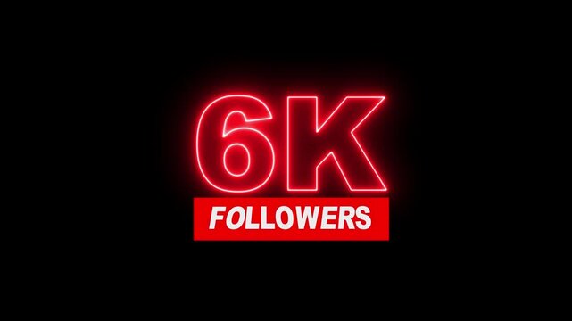 Thank you 6K followers. 6,000 followers realistic neon sign on the black background animation. neon 14k Follower neon Text And Firework Animation Subscribers. 4K footage motion animation...