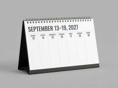 Mockup of desk calendar for september 13 19 2027