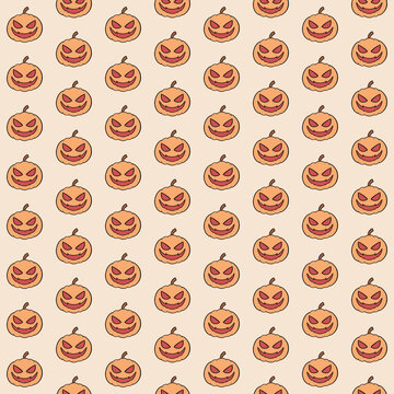 Halloween pumkin seamless pattern hand drawing for fabric, wallpaper, card & wrapping paper 