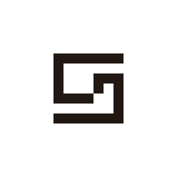 Letter S and J square geometric symbol simple logo vector