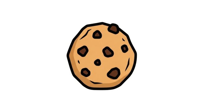 Hand drawn chocolate chip cookie illustration isolated on white background.