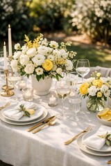 Fototapeta premium Elegant outdoor garden table setting