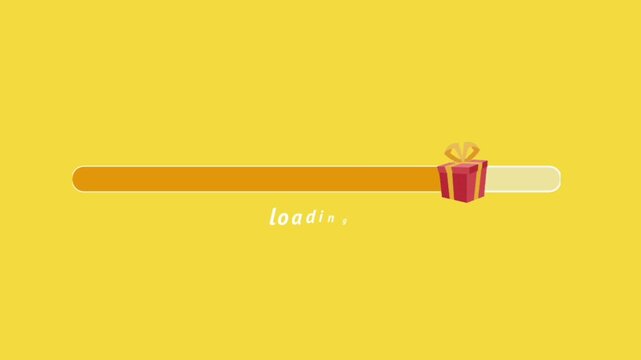 Gift Reward Progress Bar Animation with Percentage Loading on Yellow Background | Achievement Motion Graphic