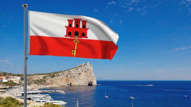 Flag of Gibraltar in Gibraltar.