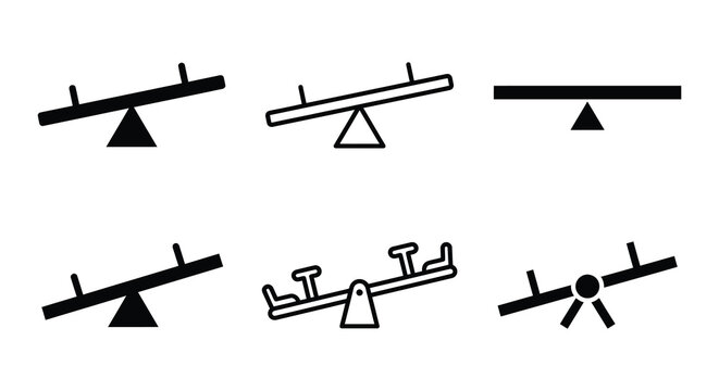 Seesaw Variations In Black Silhouette Style teeter totter