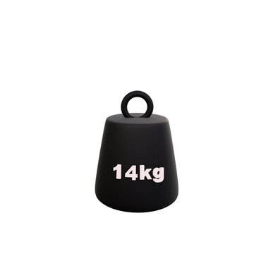 14 kg. weight of kilogram text isolated on white background. 3d render.