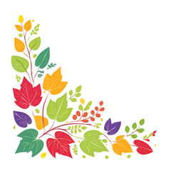 Fototapeta premium Colorful autumn leaves and branches vector illustration