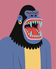 A stylized illustration of a gorilla wearing a suit and sporting a fierce expression. © Salvador