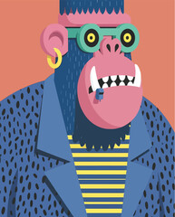 A stylish gorilla portrait in a playful, graphic style. © Salvador