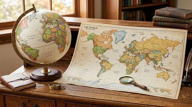old globe on old book