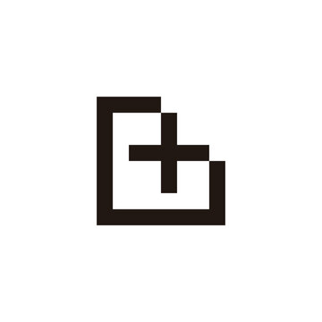 Letter G plus, square geometric symbol simple logo vector