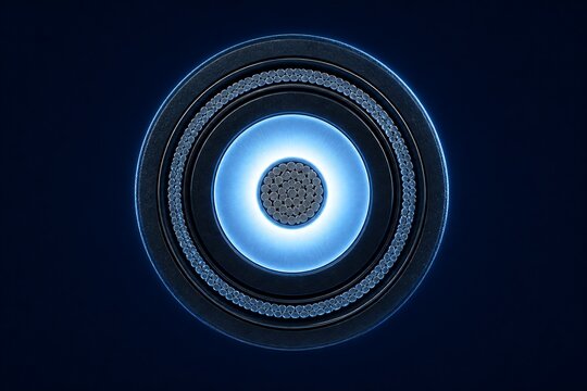 Glowing High Voltage Cable Cross Section with Concentric Rings on Dark Background Ideal for Power Grid and Energy Infrastructure Technology