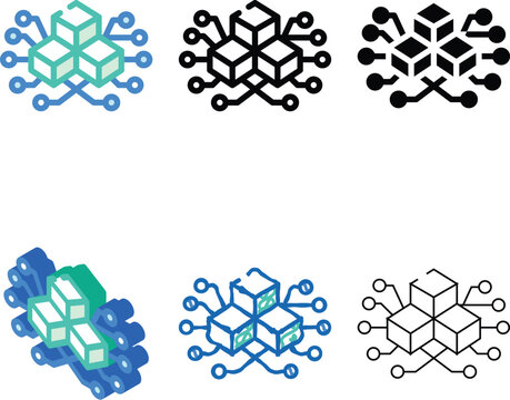 blockchain blocks color icon vector. blockchain blocks sign. isolated symbol multistyle illustration