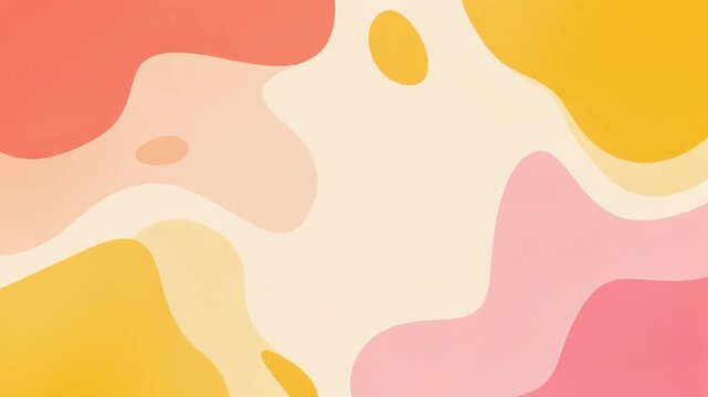 Abstract colorful fluid shapes in yellow, pink, and orange tones on a light background