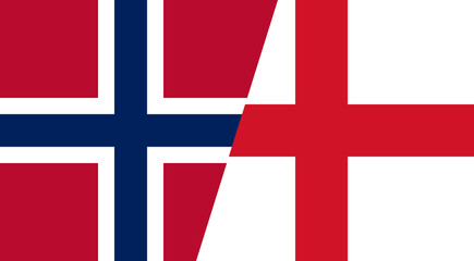 Obraz premium Norway and England national flags divided diagonally