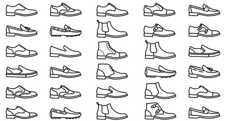 Obraz premium Modern Leather Footwear Line Icons Vector Collection with Editable Stroke