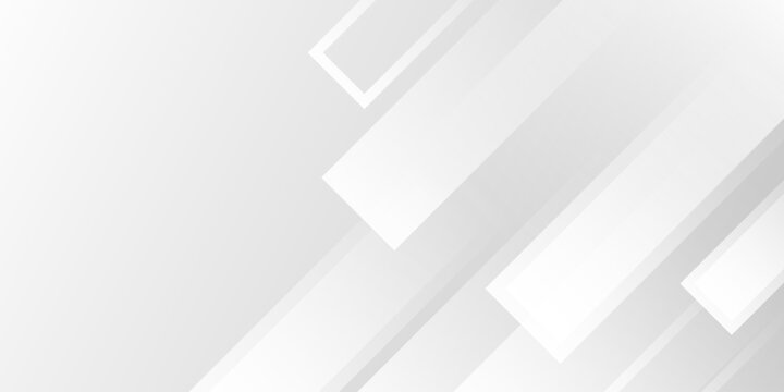 Abstract white and grey background with diagonal geometric stripes and rectangular shapes for modern tech and business presentation layouts