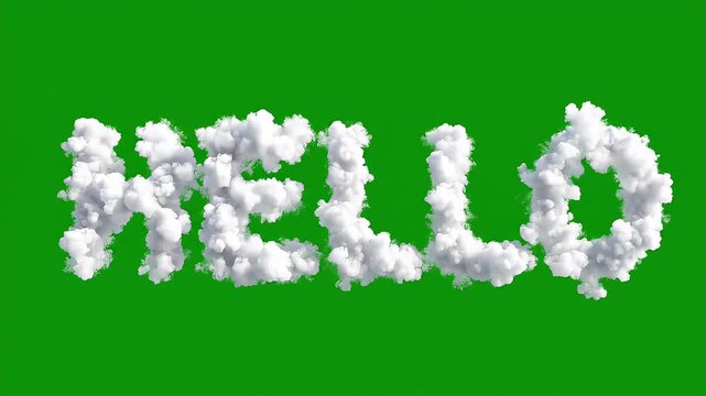 Ultra Realistic 3D Cloud Text HELLO on Green Screen &ndash; HD Chroma Key Video