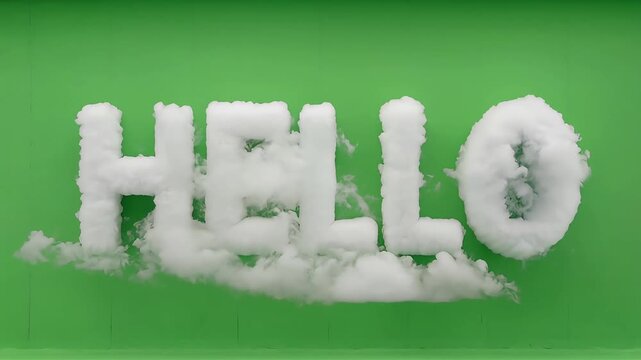 Ultra Realistic 3D Cloud Text HELLO on Green Screen &ndash; HD Chroma Key Video