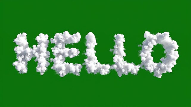 Ultra Realistic 3D Cloud Text HELLO on Green Screen &ndash; HD Chroma Key Video