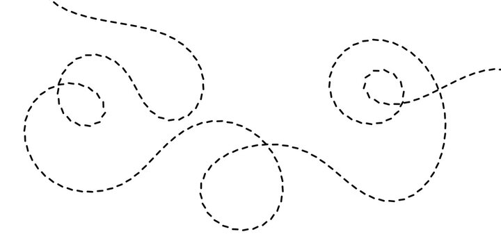 Abstract dashed line design with elegant swirls and curves on a white background, ideal for decorative accents and creative projects