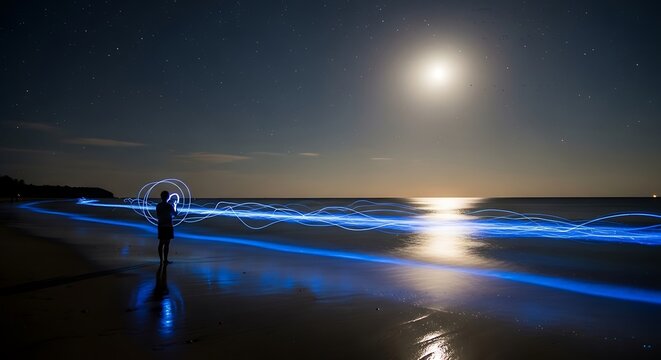 night scene at the beach