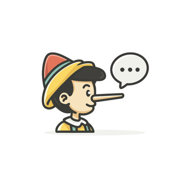 Boy with Long Nose and Speech Bubble