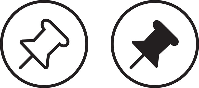PrintPinned item icon. Pushpin symbol. Pin button sign .important note, saved post and office interface design