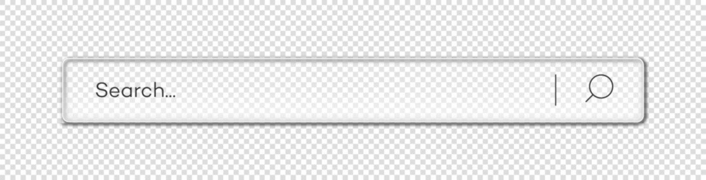 3d search bar glassmorphic effect Internet browser engine for UI design, website interface design element with web icons and push button vector