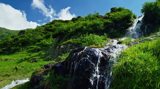 Mountain Waterfall Along Transfagarasan Road Romania