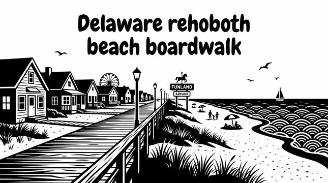 beautiful rehoboth beach in delaware featuring a classic wooden boardwalk sandy shoreline colorful beach cottages gentle atlantic waves and family friendly coastal attractions creating a popular