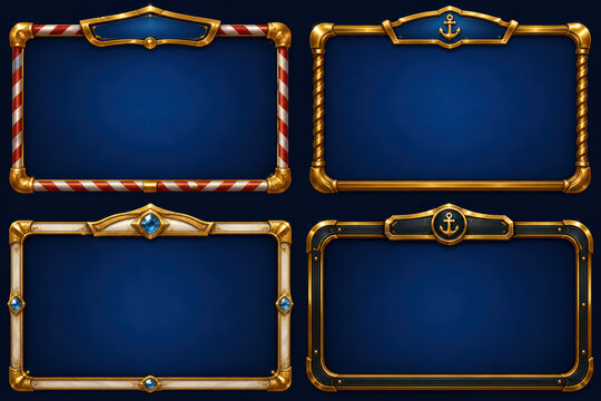 Collection of Fantasy Game UI Frames and Decorative Interface Panels