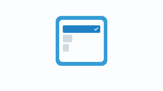 Blue browser window with checkmark.