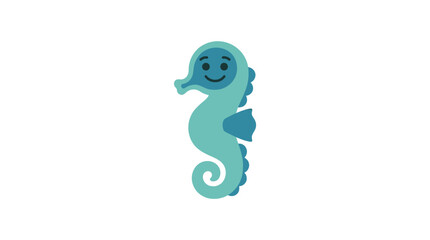 Smiling Seahorse Cartoon Character Face. © Suryaaji