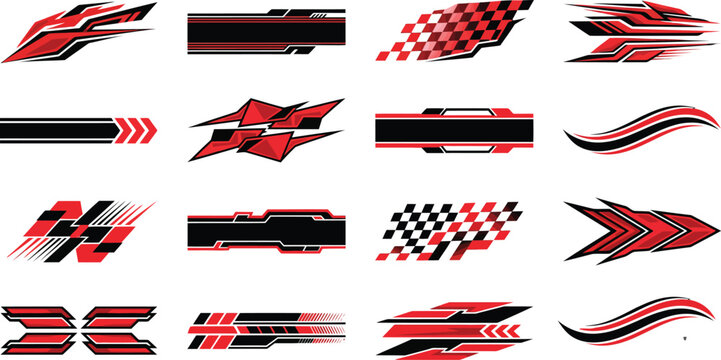 Professional Racing Car Decal and Sporty Stripe Graphics Set