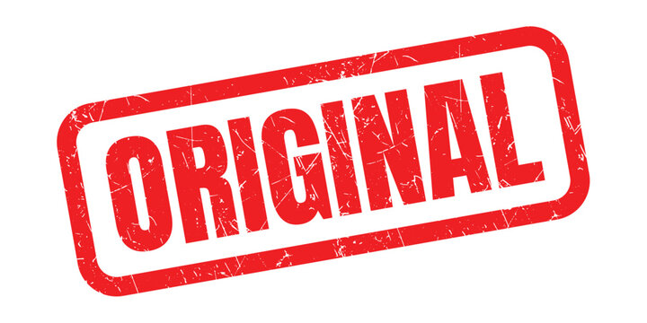 Red rubber stamp vector with bold ORIGINAL text imprint isolated on transparent background