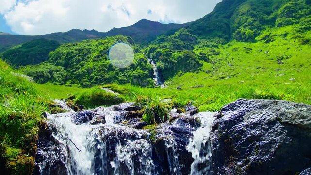 Mountain Stream and Waterfall on Transfagarasan