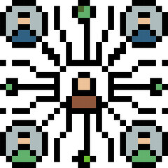 Fototapeta premium Pixel art social network connection icon