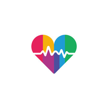 Colorful Heartbeat Icon Representing Health and Love