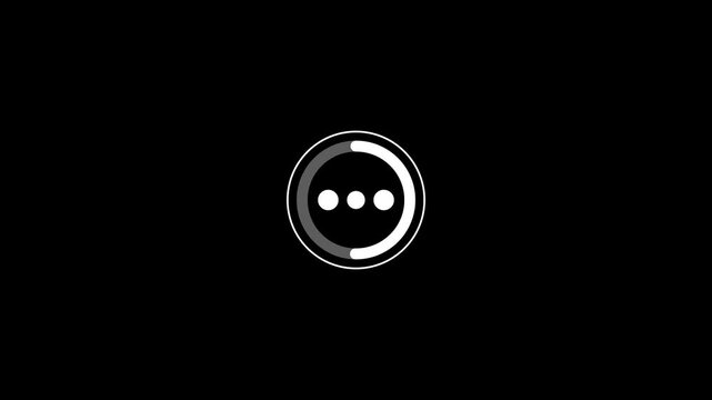 Loading Indicator with Three Dots and Progress Ring on Black Background circle