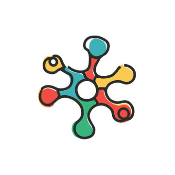 Colorful Puzzle Connection Icon on Transparent Background