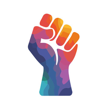 Colorful Raised Fist Symbol Isolated