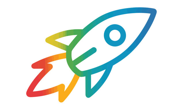 Colorful Rocket Icon Launching Through Space