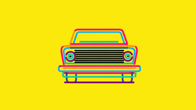 Colorful Retro Car Icon Graphic Design