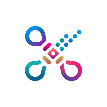 Colorful Scissors Icon for Gene Editing Technology