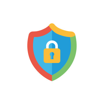 Colorful Shield Icon with Lock for Security and Protection